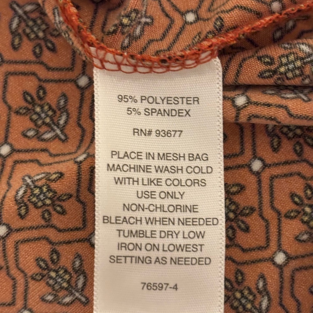 Liz Claiborne Orange Tie Front Relaxed Blouse - Picture 3 of 8